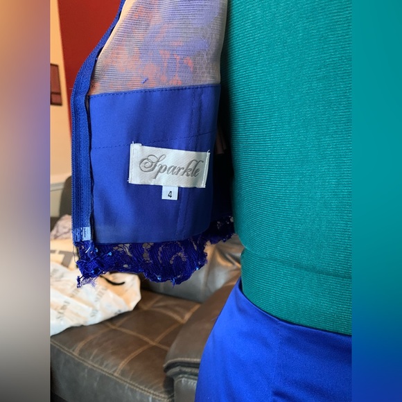 Royal Blue Sparkle Two-Piece Mermaid Lace Prom Dress - Picture 6 of 6